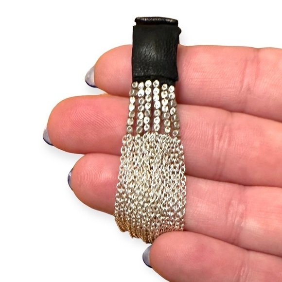 Johnny Was Genuine Silver Bohemian Bracelet Double Chain Link NEW Button Closure - Picture 6 of 9